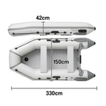 TREKKA 330cm Inflatable Kayak Durable PVC Construction Multi-Chamber Design Quick-Drain Valve Ideal for Fishing & Recreation - Grey