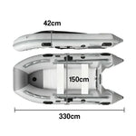 TREKKA 230/330/430cm Inflatable Kayak Durable PVC Construction Multi-Chamber Design Quick-Drain Valve Ideal for Fishing & Recreation - Grey