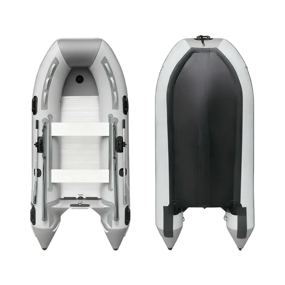 TREKKA 230/330/430cm Inflatable Kayak Durable PVC Construction Multi-Chamber Design Quick-Drain Valve Ideal for Fishing & Recreation - Grey