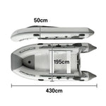 TREKKA 230/330/430cm Inflatable Kayak Durable PVC Construction Multi-Chamber Design Quick-Drain Valve Ideal for Fishing & Recreation - Grey