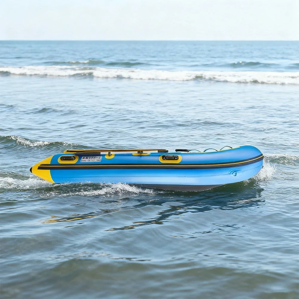 TREKKA 230/330/380cm Inflatable Kayak Durable PVC Construction Multi-Chamber Design Quick-Drain Valve Ideal for Fishing & Recreation - Blue