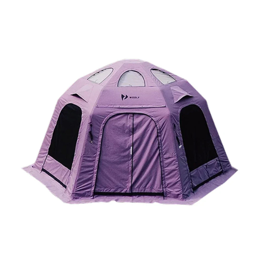 TREKKA Camping Tent with Mesh Panels, Floor Mat and 3-Sided TPU Doors -Waterproof, Windproof, Spacious and Easy Setup -Purple