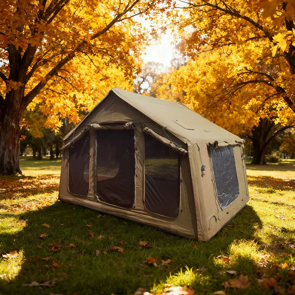 TREKKA Poly-Cotton Camping Tent -Weather-Resistant Durable Fabric, Breathable Mesh Windows, Spacious Interior and Easy Setup -Khaki