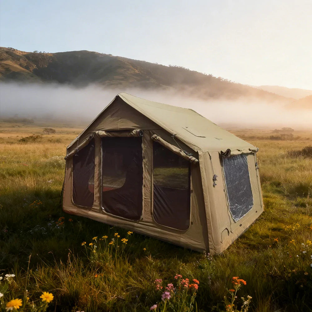 TREKKA Poly-Cotton Camping Tent -Weather-Resistant Durable Fabric, Breathable Mesh Windows, Spacious Interior and Easy Setup -Khaki