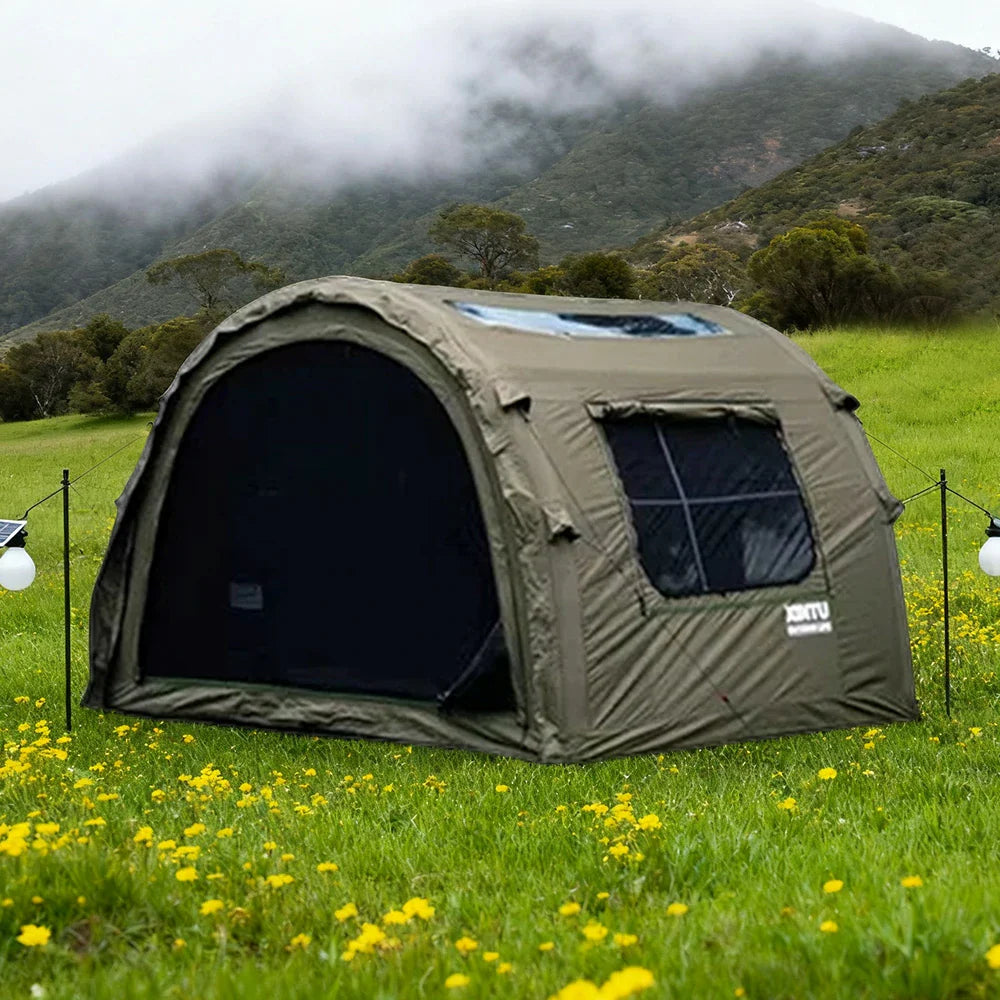 TREKKA Modular Inflatable Camping Tent for 2-3 People - All-Season Use, Reinforced Stability, Suitable for Autumn & Winter - Army Green