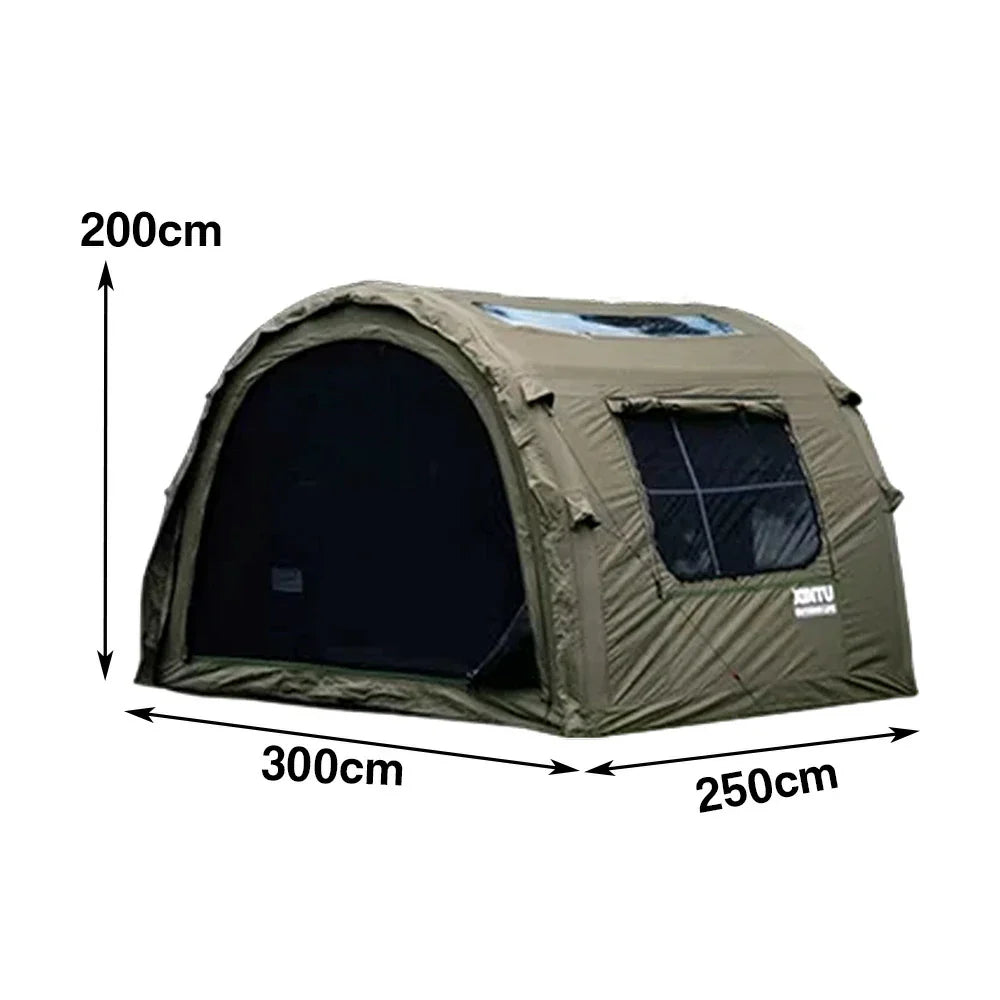 TREKKA Modular Inflatable Camping Tent for 2-3 People - All-Season Use, Reinforced Stability, Suitable for Autumn & Winter - Army Green