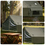 TREKKA Inflatable Camping Tent with Blackout Vestibule - UPF50+ Sun Protection, All-Season Shelter for 2-4 People - Army Green