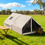 TREKKA Inflatable Camping Tent with Blackout Vestibule - UPF50+ Sun Protection, All-Season Shelter for 2-4 People - Beige