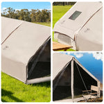 TREKKA Inflatable Camping Tent with Blackout Vestibule - UPF50+ Sun Protection, All-Season Shelter for 2-4 People - Beige