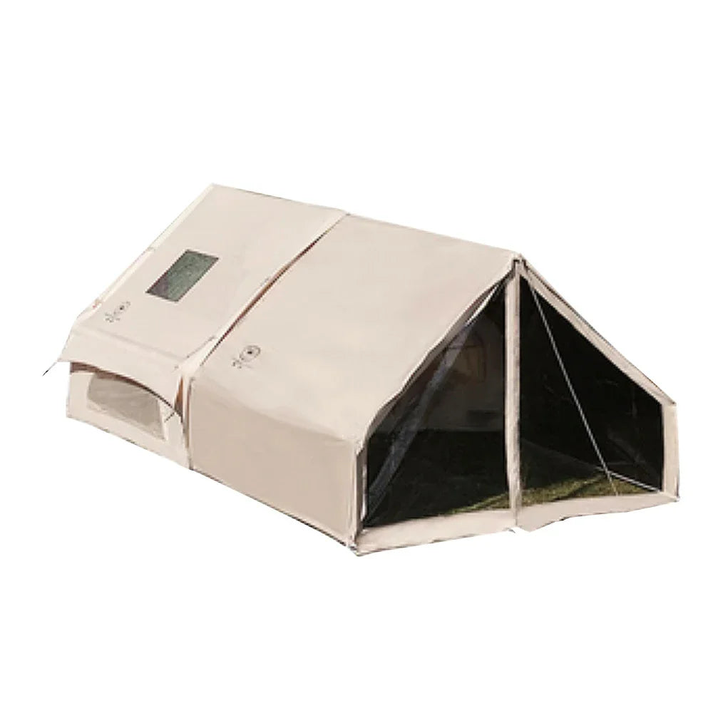 TREKKA Inflatable Camping Tent with Blackout Vestibule - UPF50+ Sun Protection, All-Season Shelter for 2-4 People - Beige