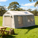 TREKKA 12X Inflatable Camping Tent with Oxford Fabric - Rapid Inflation, Stable Air-Beam System, Spacious Family Shelter - Beige