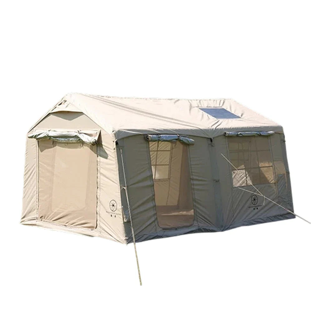 TREKKA 12X Inflatable Camping Tent with Oxford Fabric - Rapid Inflation, Stable Air-Beam System, Spacious Family Shelter - Beige