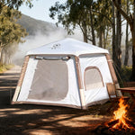 TREKKA Inflatable Camping Tent with Silver-Coated Roof - UPF50+ UV Protection, Easy Setup, Compact 2-4 Person Shelter - Cream White