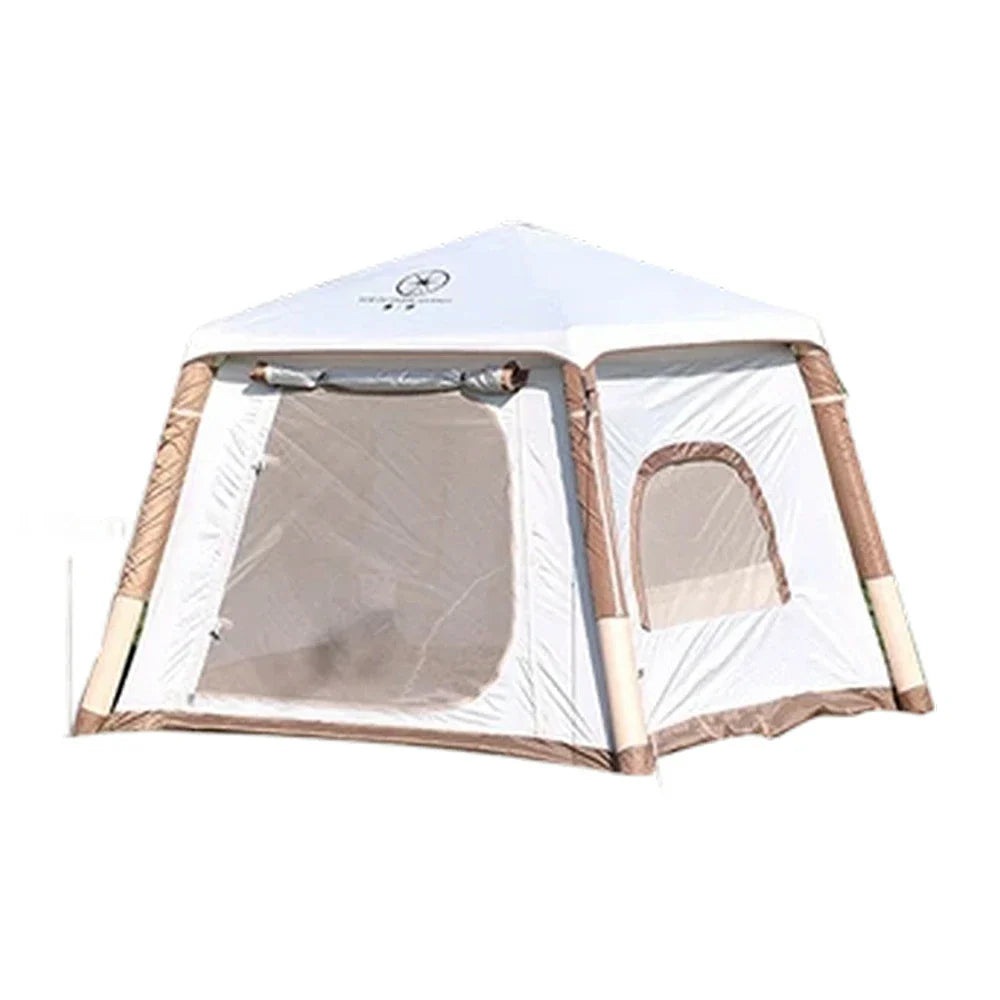 TREKKA Inflatable Camping Tent with Silver-Coated Roof - UPF50+ UV Protection, Easy Setup, Compact 2-4 Person Shelter - Cream White