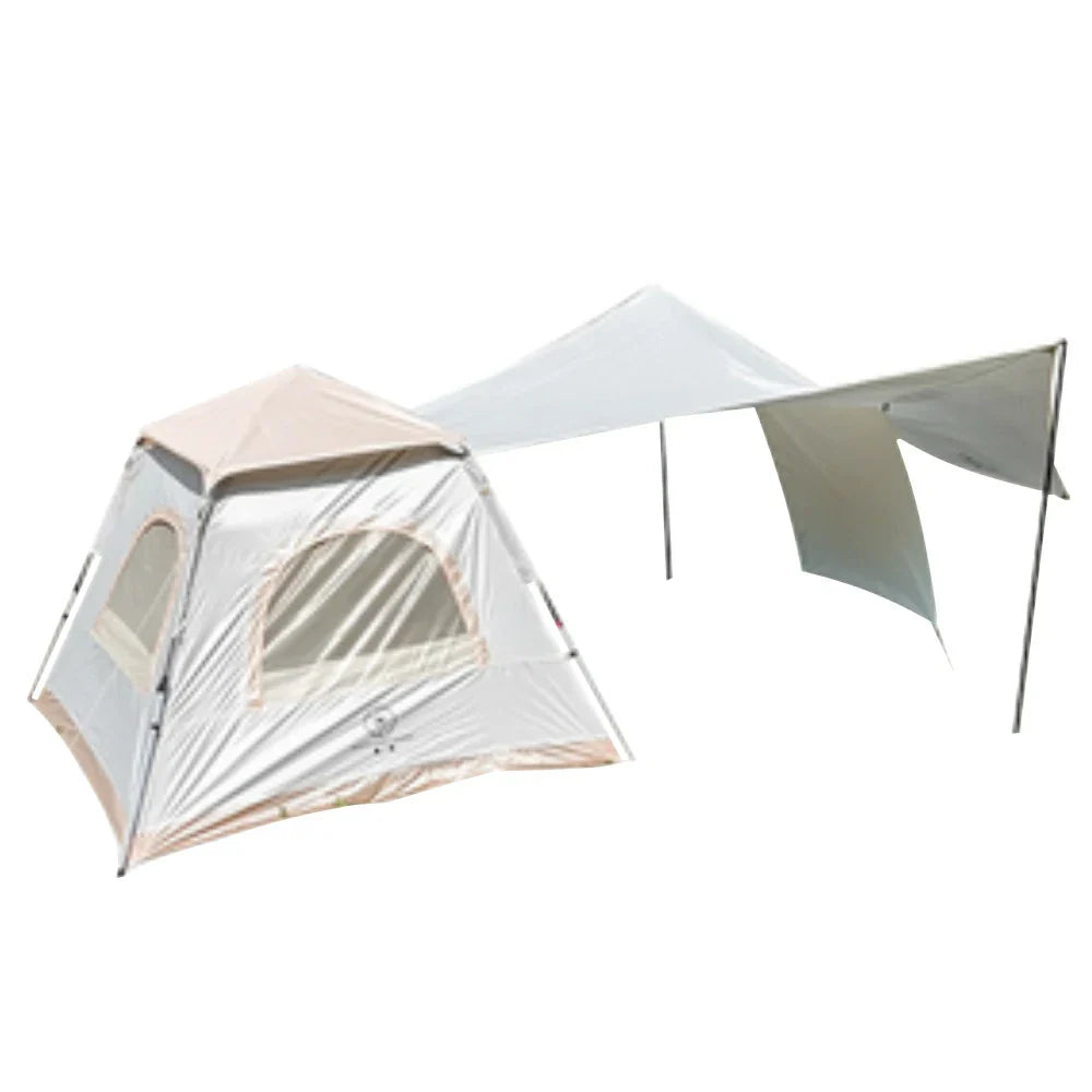 TREKKA Frame-Supported Auto-Open Camping Tent with Silver-Coated Canopy - Quick Assembly, UPF50+ Sun Protection, Compact Shelter - Light Khaki