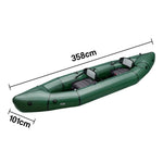 TREKKA 2-Person Inflatable Kayak Streamlined Patented Hull Lightweight Compact Design Spacious Interior for Recreation & Travel - Green