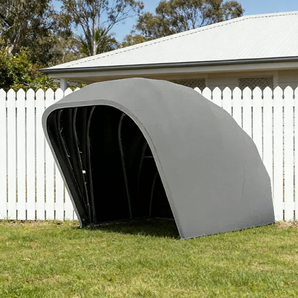 TREKKA Fully Automatic Car Canopy - 5.5/6m Retractable Cover Stainless Steel Frame Remote Control Operation Waterproof & UV-Resistant Fabric - Grey