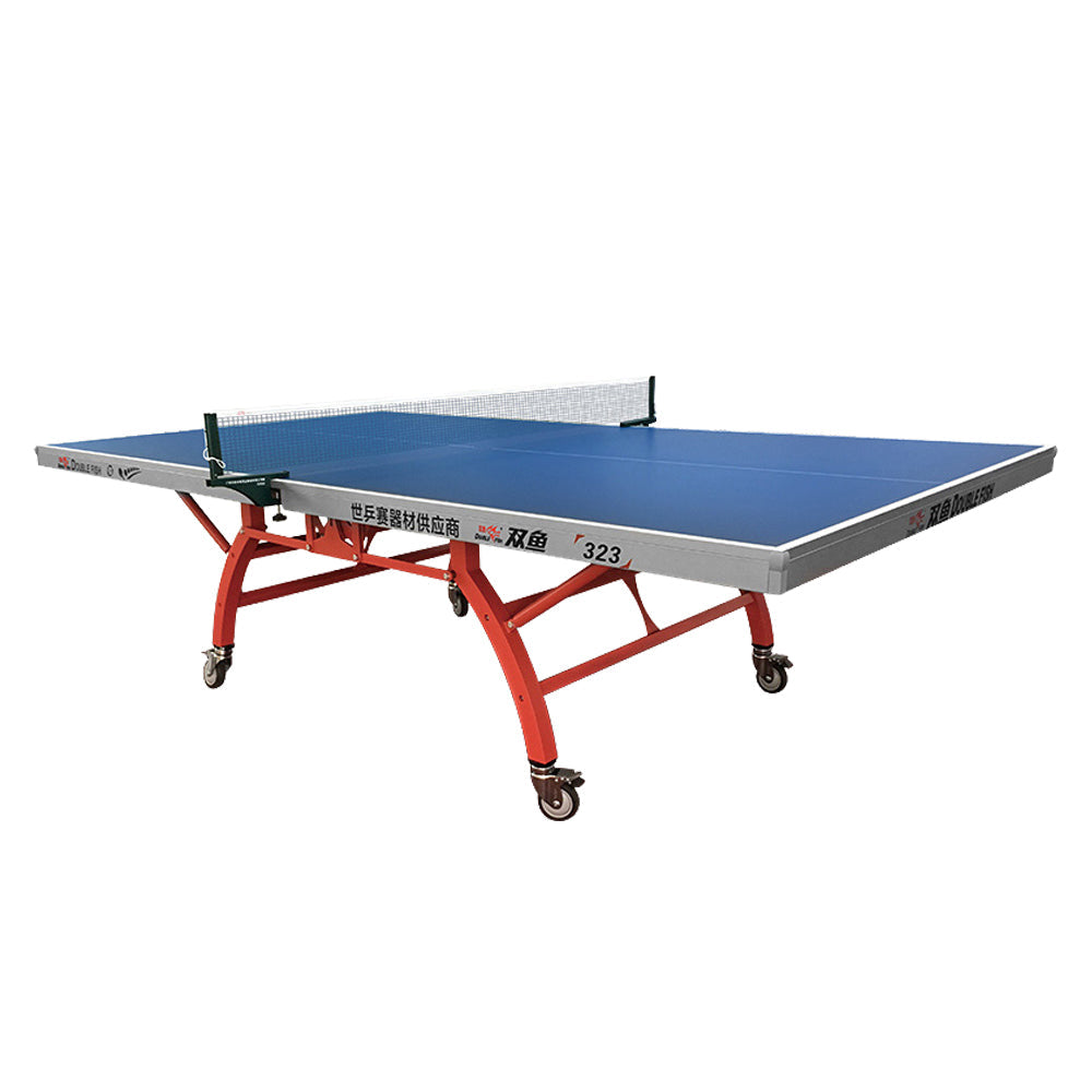 DOUBLE FISH 323 ITTF Approved Ping Pong Table 18mm Indoor Table Tennis Table Red Blue with Net & Paddles
