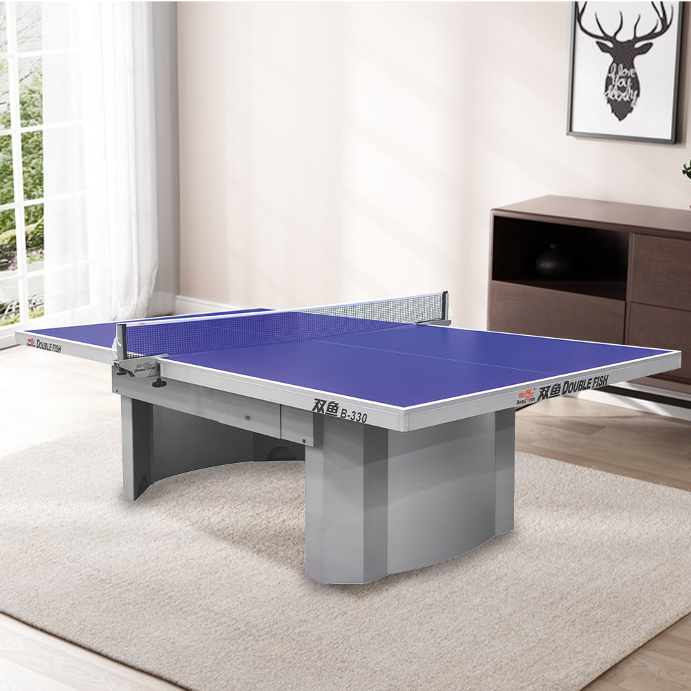 DOUBLE FISH Pong Ball Table Gray&Blue 18mm Bats - Table B330 ITTF Net Indoor Tennis/Ping Approve
