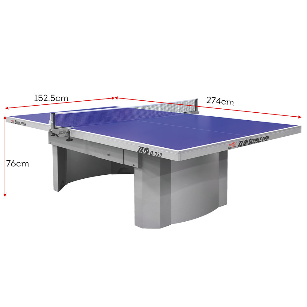 DOUBLE FISH Pong Ball Table Gray&Blue 18mm Bats - Table B330 ITTF Net Indoor Tennis/Ping Approve