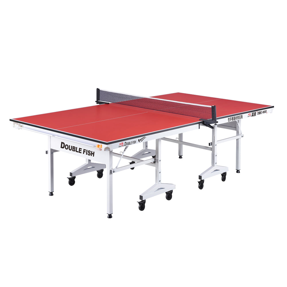 DOUBLE FISH White&Red Tableb Play 18MM - Foldable ITTF Tennis/Ping Table Solo Bats Indoor Net Ball Pong Approve