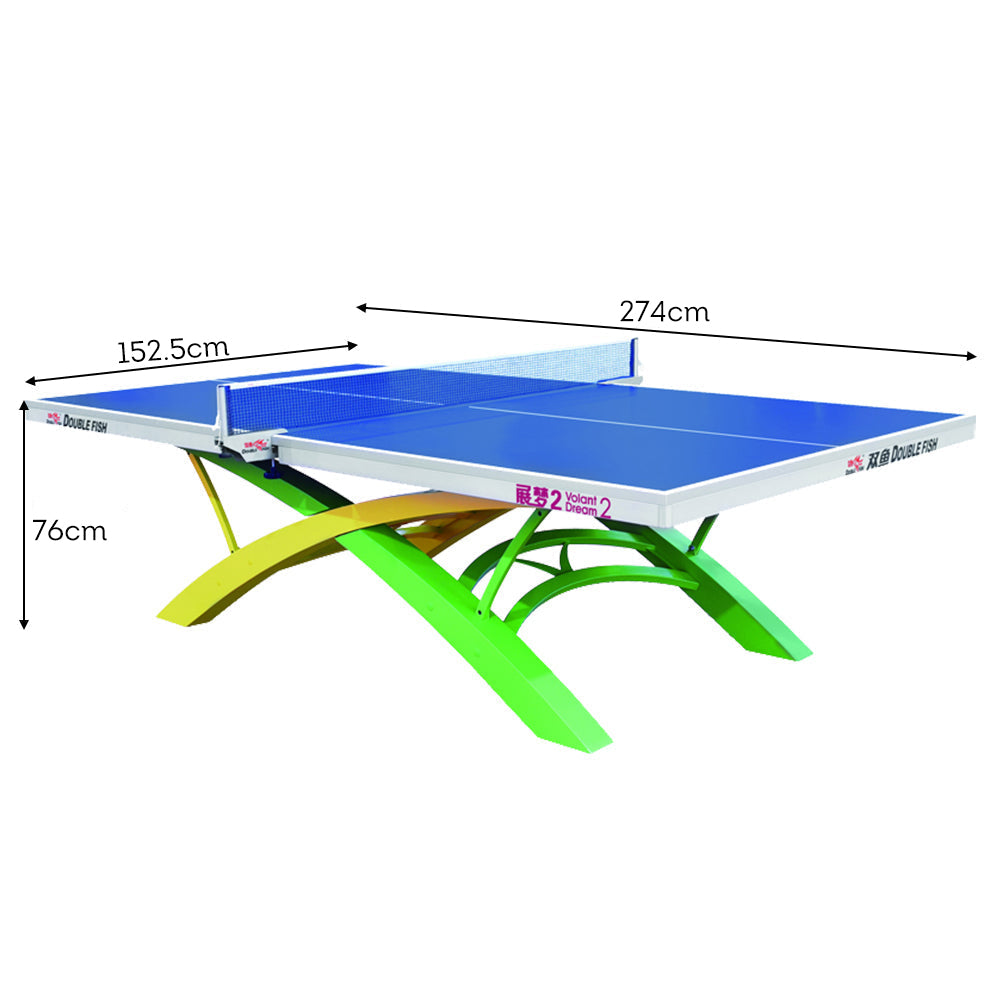 DOUBLE FISH Yellow&Green&Blue Table Pong Bats 25mm Tennis/Ping Ball Dream-2 Net - Table Volant Indoor ITTF Pro Approve