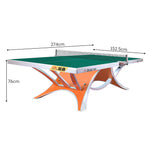 DOUBLE FISH 2 Indoor Net Table 25mm ITTF - Bats Ball Tennis/Ping Table Orange&Green VOLANT Pong Pro KING Approve