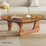 LIVARA Small/Large Oak Coffee Coffee Table Glass Table Legs