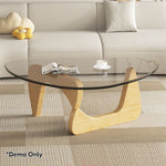 LIVARA Small/Large Oak Coffee Coffee Table Glass Table Legs
