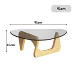 LIVARA Small/Large Oak Coffee Coffee Table Glass Table Legs