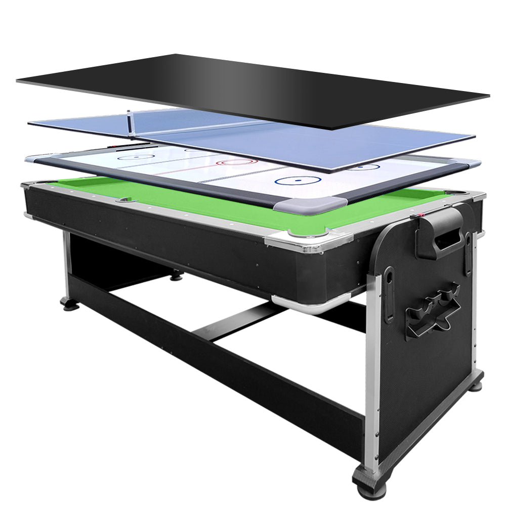 VERSA 4-IN-1 Dining, Free with Convertible Rooms Table Billiards, for Table Air Accessories - Tennis Billiard Pool Game 8FT and Hockey, Green