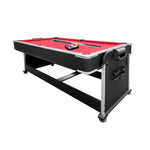 VERSA 4-IN-1 Table Hockey, Red Air Billiards, Convertible with Rooms Table 8FT Game Pool Billiard Accessories for Dining, Tennis - Free and Felt