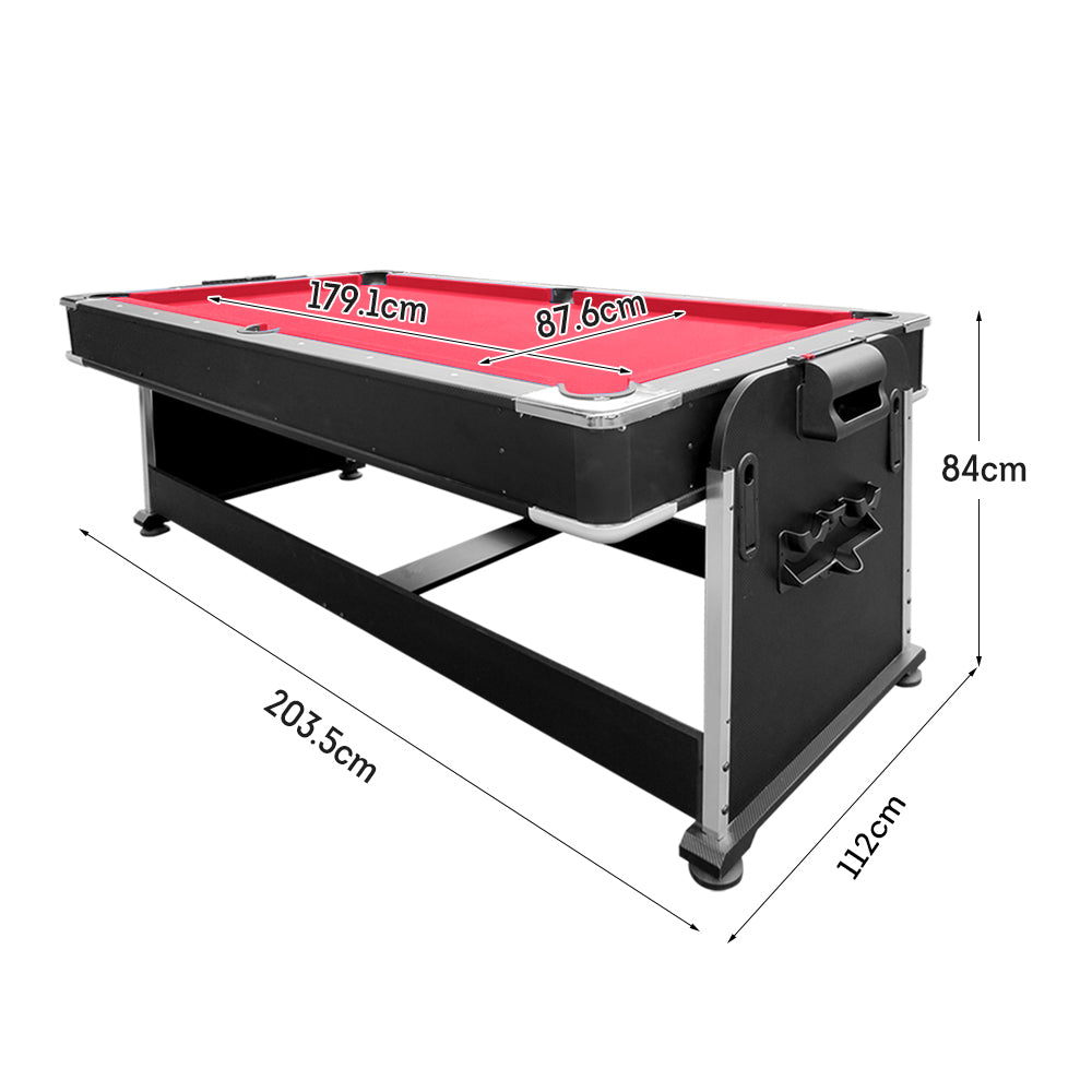 VERSA 4-IN-1 7FT Game Free Billiards, Table and with Tennis Table Hockey, Pool Convertible Dining, - Air Red Rooms Billiard Accessories for Felt