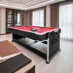 VERSA 4-IN-1 7FT Game Free Billiards, Table and with Tennis Table Hockey, Pool Convertible Dining, - Air Red Rooms Billiard Accessories for Felt