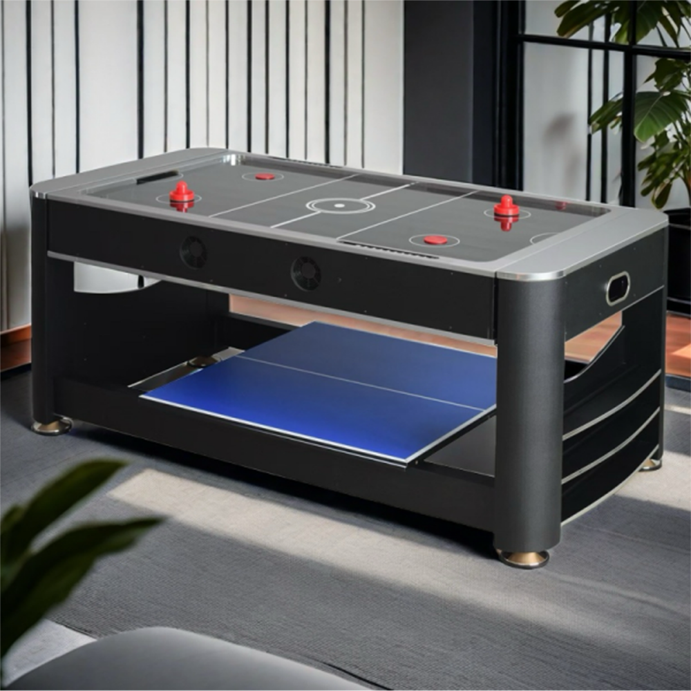 VERSA 6FT Tennis Table/Air 3-IN-1 Pool Hockey Table/Table MDF Black Frame