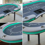 VERSA Foldable - Layout Premium Poker 213/240/260cm with Multi-Player Table LED - Game Home Lights Edition, Blue&Grey