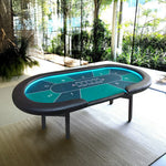 VERSA Foldable Poker Table with LED Lights, Green & Black Game Layout, 213/240/260cm, Multi-Player Desk