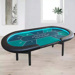 VERSA Foldable Poker Table with LED Lights, Green & Black Game Layout, 213/240/260cm, Multi-Player Desk