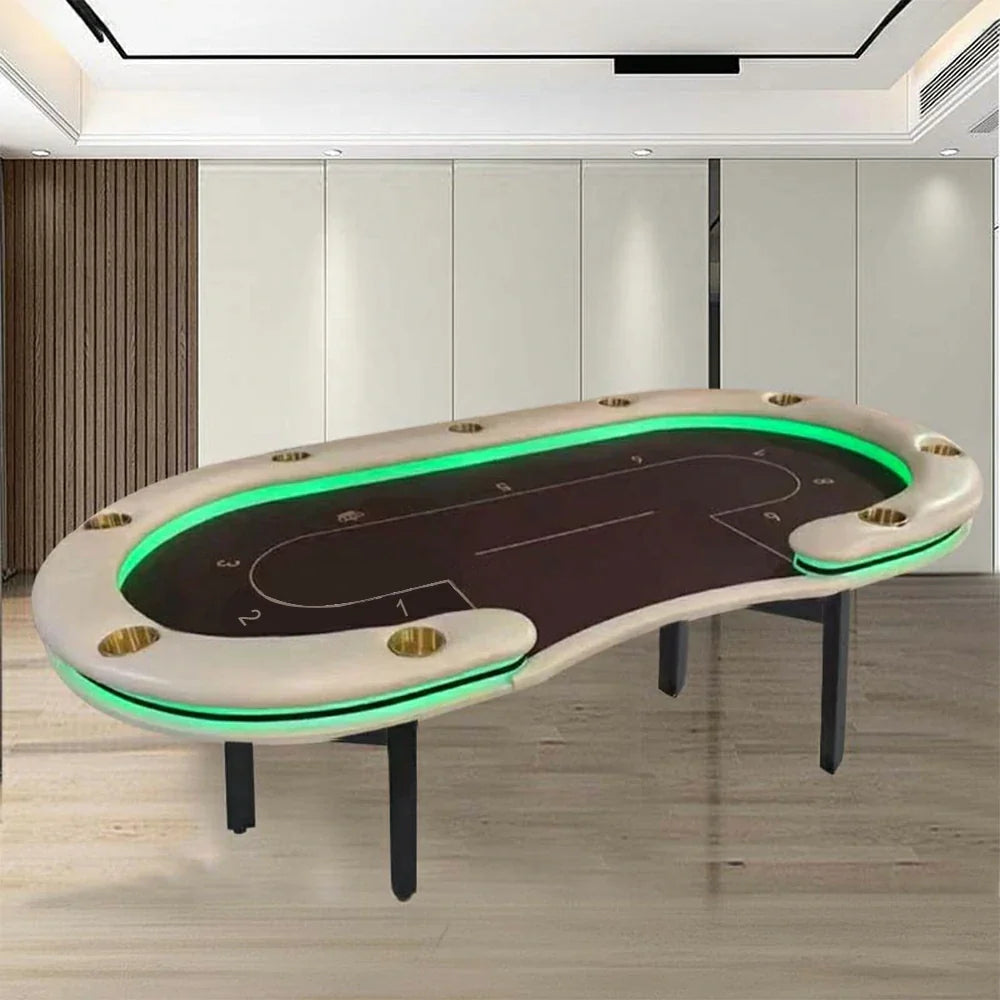 VERSA Foldable Layout with Game Multi-Player - Edition, - Premium Poker Home Lights 213/240/260cm Green LED Table Grey