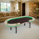 VERSA Foldable Layout with Game Multi-Player - Edition, - Premium Poker Home Lights 213/240/260cm Green LED Table Grey