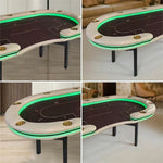 VERSA Foldable Layout with Game Multi-Player - Edition, - Premium Poker Home Lights 213/240/260cm Green LED Table Grey