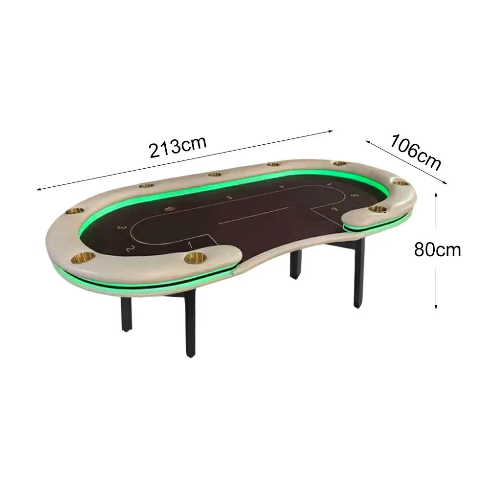 VERSA Foldable Layout with Game Multi-Player - Edition, - Premium Poker Home Lights 213/240/260cm Green LED Table Grey