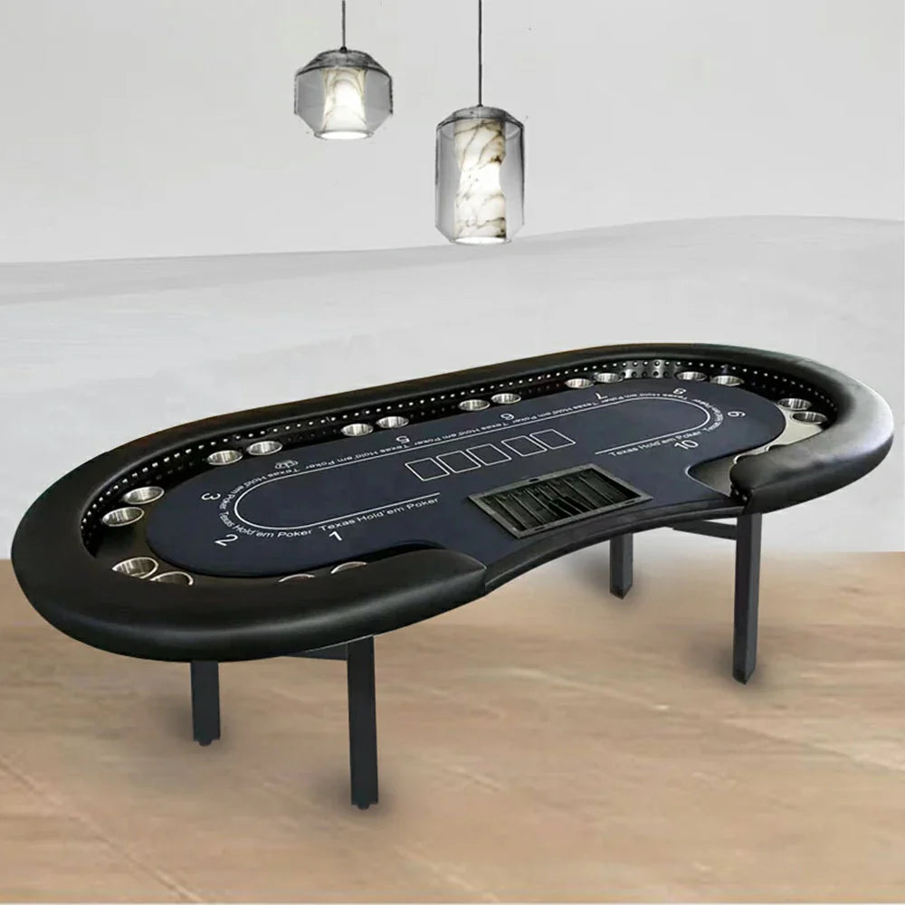 VERSA Foldable LED with - Poker Layout Home Lights Multi-Player Premium - Edition, Table 240/260cm - Game Black
