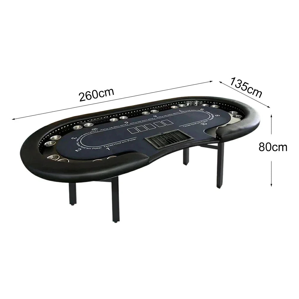 VERSA Foldable LED with - Poker Layout Home Lights Multi-Player Premium - Edition, Table 240/260cm - Game Black