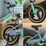VOLTUS 14/18/22 Children's Wheel Magnesium Training Bicycle Integrated Alloy Inch - Wheels Foot Support Grey&Green