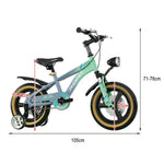 VOLTUS 14/18/22 Children's Wheel Magnesium Training Bicycle Integrated Alloy Inch - Wheels Foot Support Grey&Green