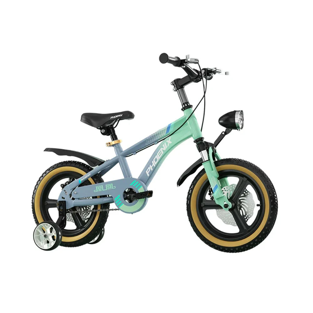 VOLTUS 14/18/22 Children's Wheel Magnesium Training Bicycle Integrated Alloy Inch - Wheels Foot Support Grey&Green