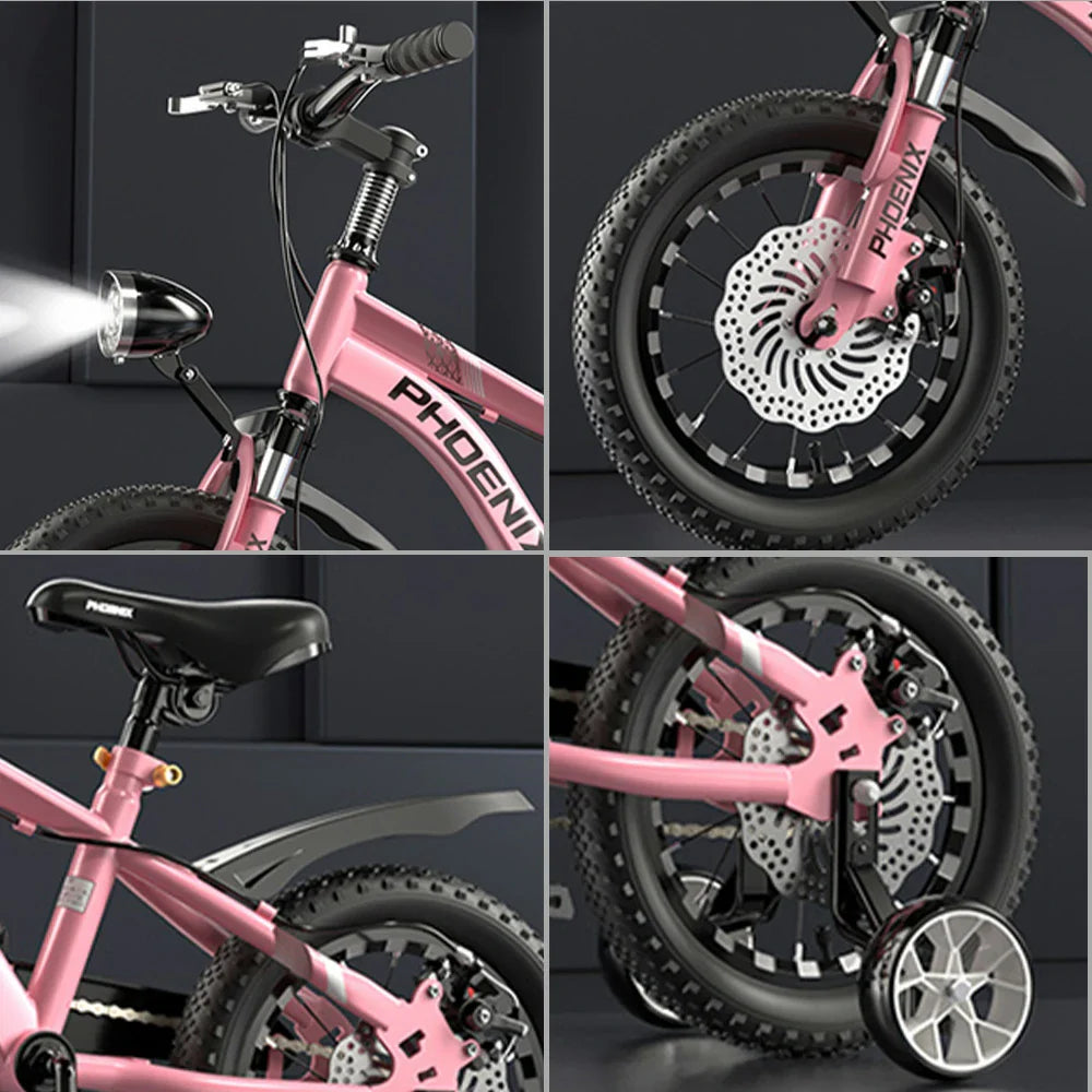 VOLTUS 14/18/22 Knife - Support Foot Bicycle Children's Ring Training Double-Layer CNC Inch Wheels Pink
