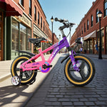 VOLTUS 14/18/22 Training Wheel Alloy - Integrated Bicycle Inch Wheels Foot Support Magnesium Children's Pink&Purple