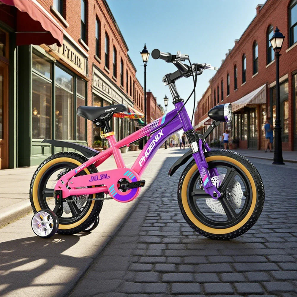 VOLTUS 14/18/22 Training Wheel Alloy - Integrated Bicycle Inch Wheels Foot Support Magnesium Children's Pink&Purple